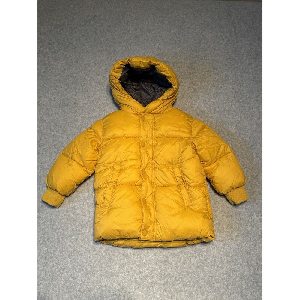 Zara Kids Puffer Jacket Yellow Hooded 3-4 Unisex Mustard Trendy